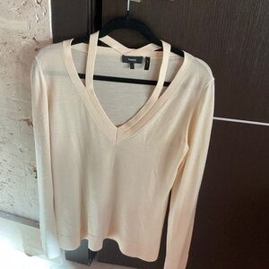 Theory Large Cream MerinoWool Sweater